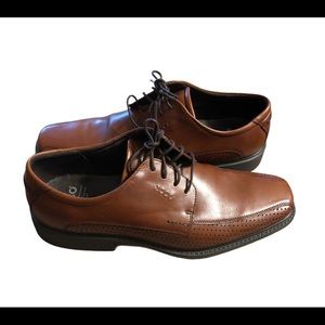 Ecco Shock Point Men’s Lace up Leather Brown Sz:45